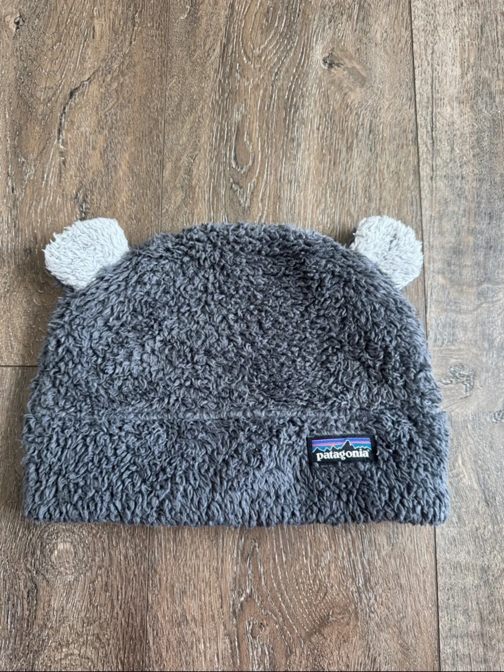 Patagonia Gray Sherpa Beanie with Ear Accents kids size 2T-5T